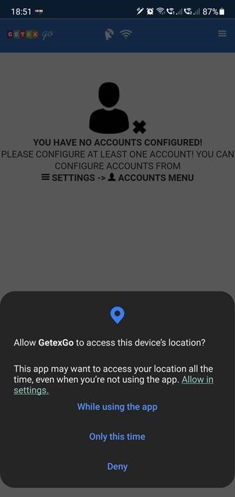 Location Settings GetexGo App